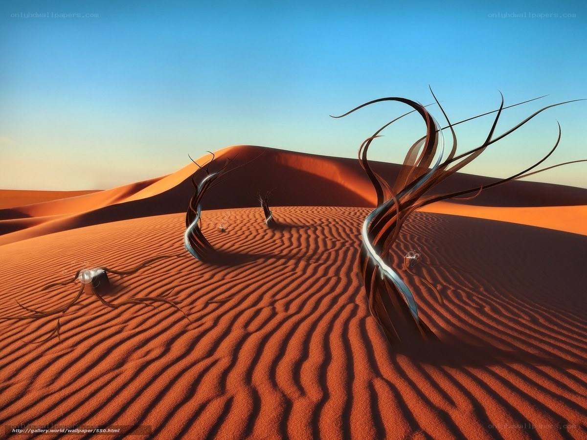 Desert with abstract trees