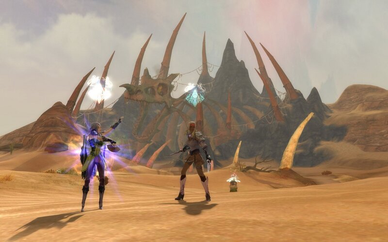 Desert with giant skull