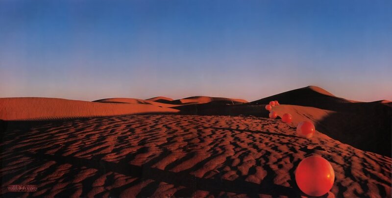 Desert with red spheres