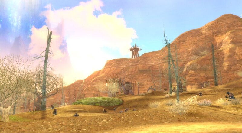 Deserted wasteland with watchtower