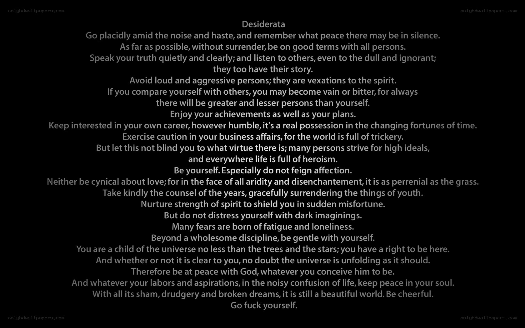 Desiderata poem text