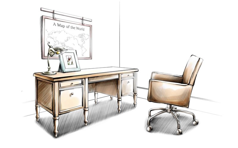 desk and office chair sketch