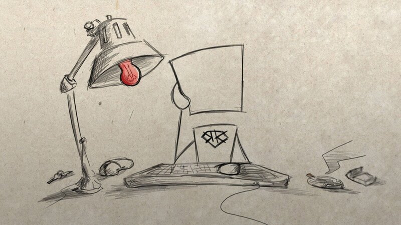 desk lamp and computer drawing