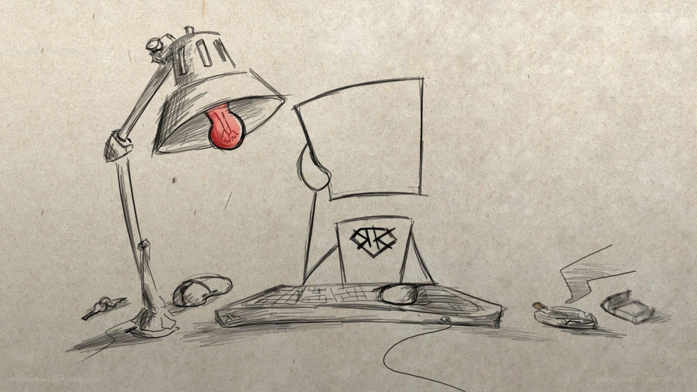desk lamp and computer drawing