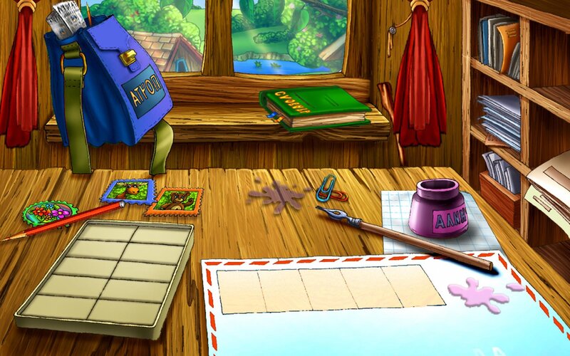 Desk with Art Supplies — Brown