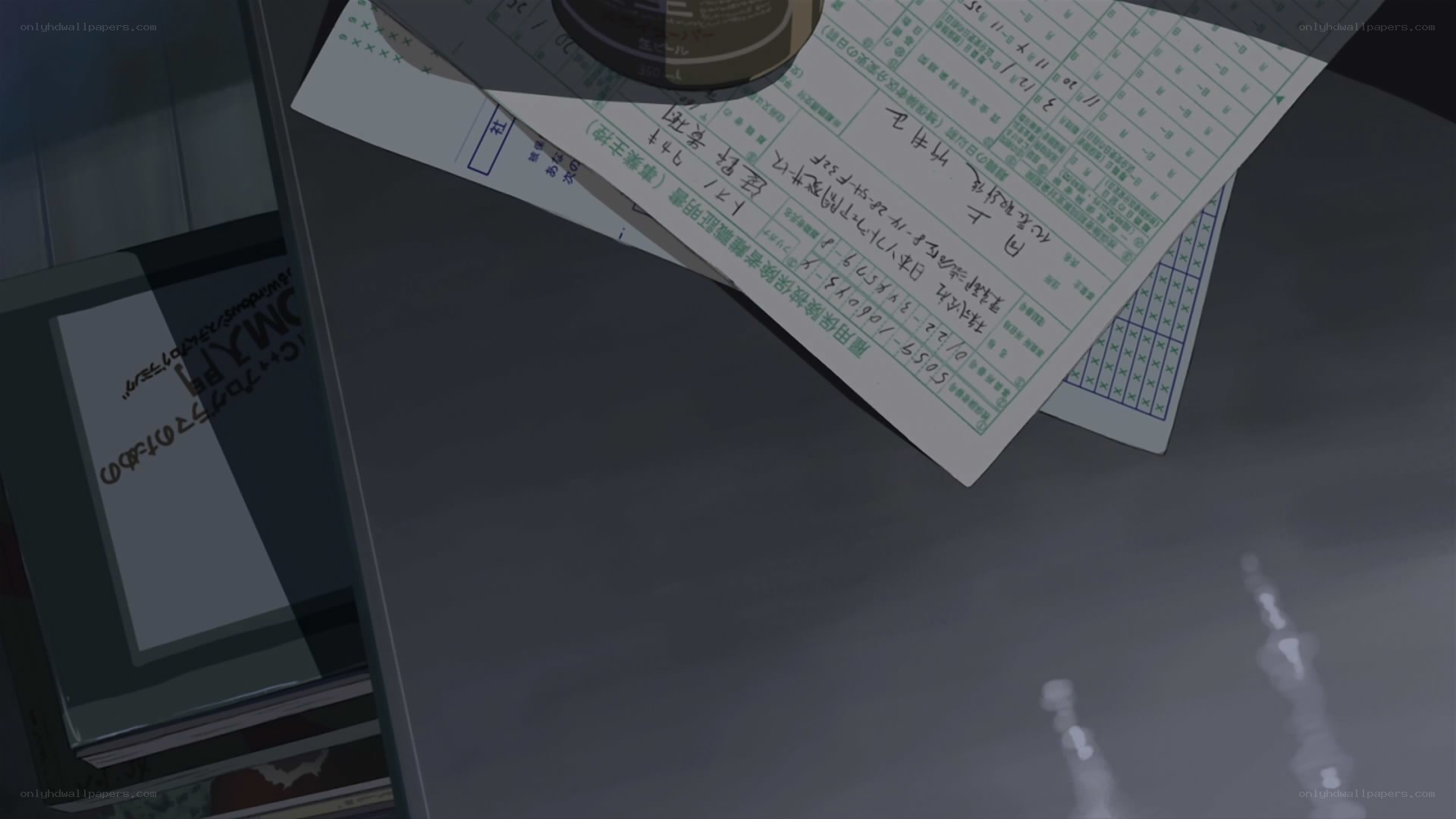 desk with documents and phone