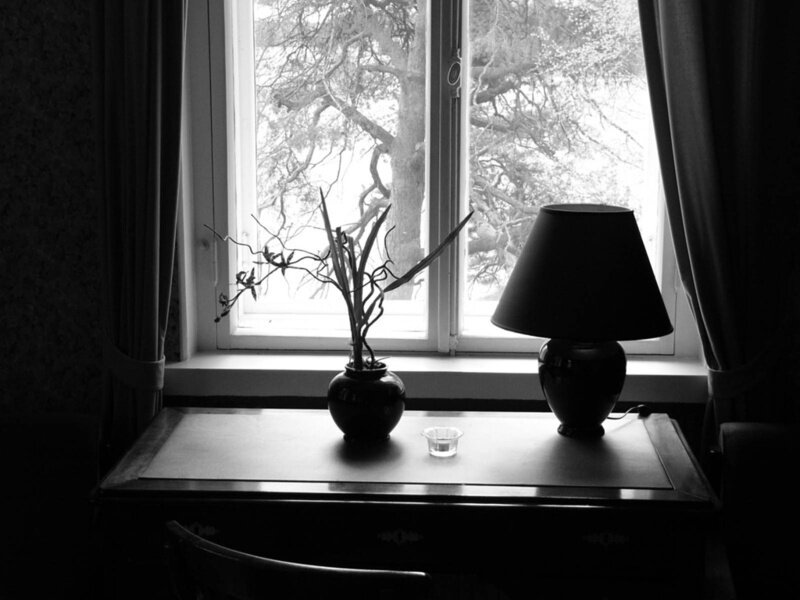 Desk with Lamp and Vase