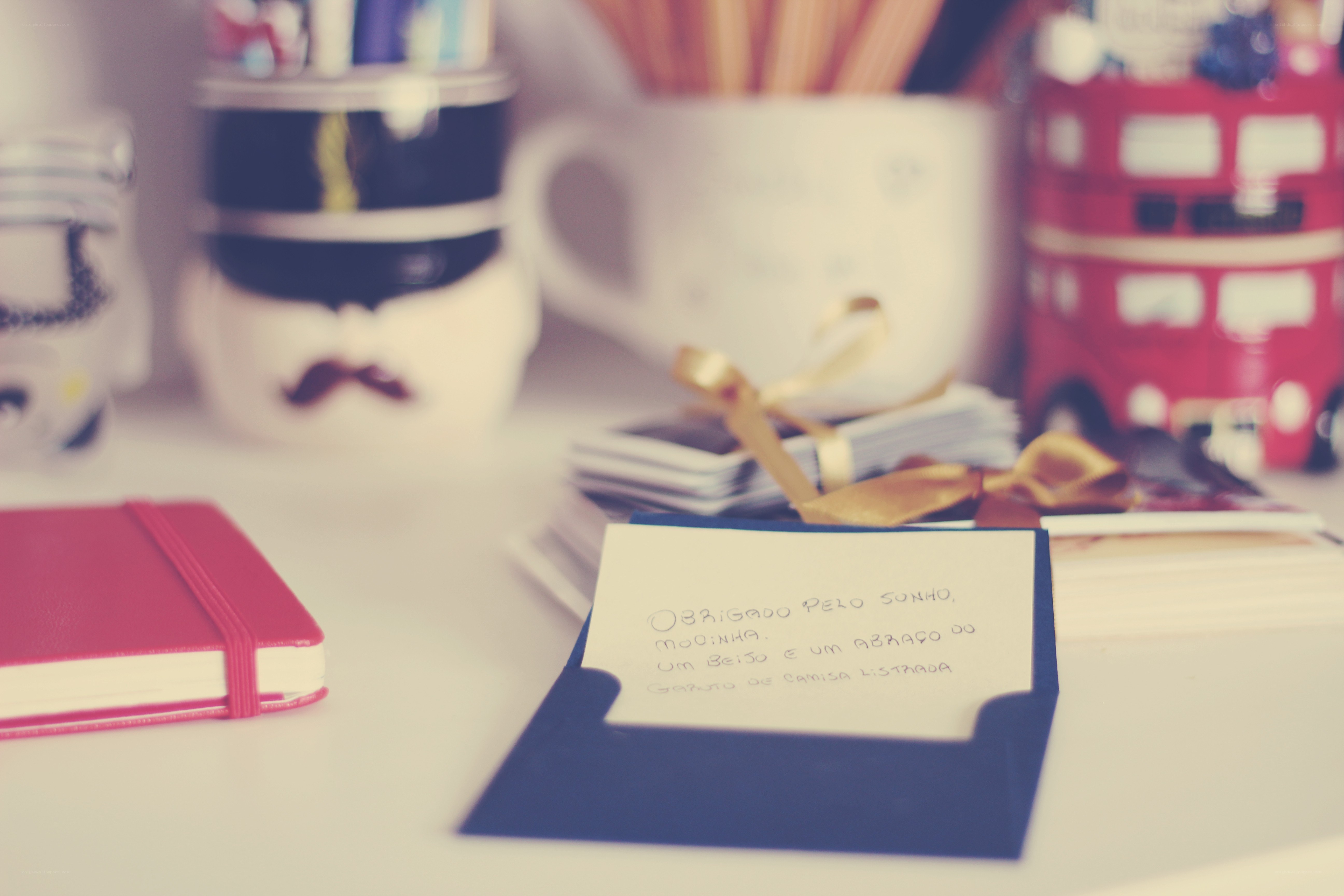 Desk with note and stationery
