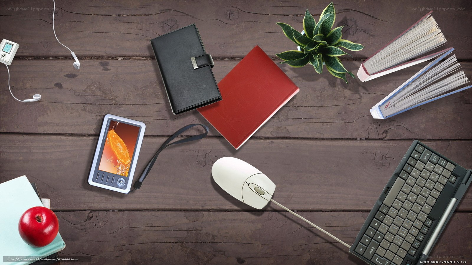 desk with office supplies