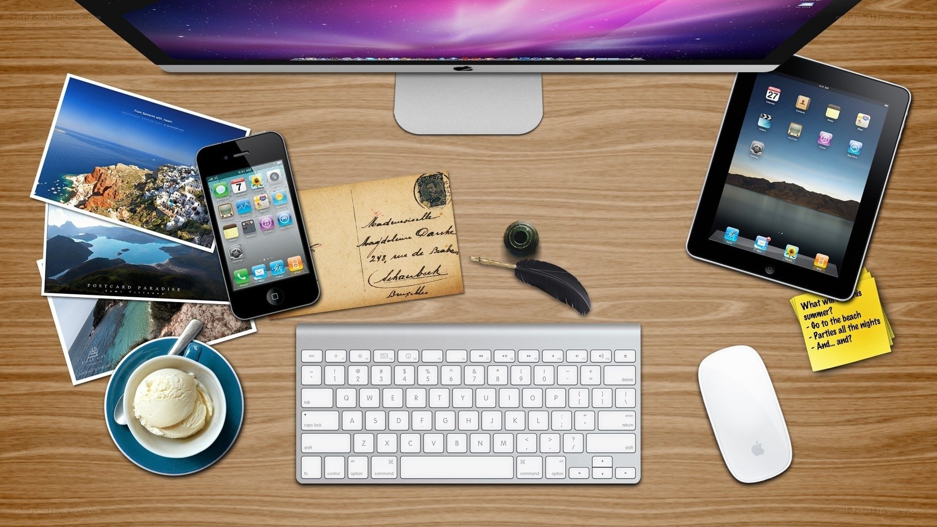 desk with tech and ice cream