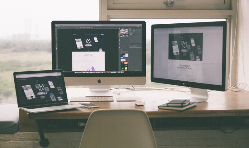 Desk with Three Monitors