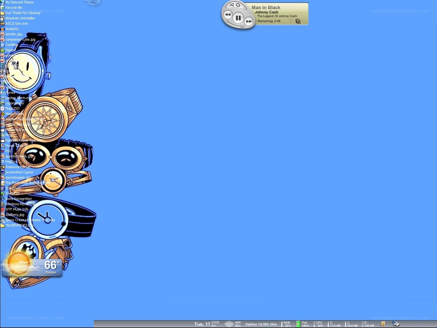 desktop with music player