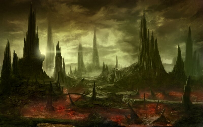 Desolate Alien Landscape — Green