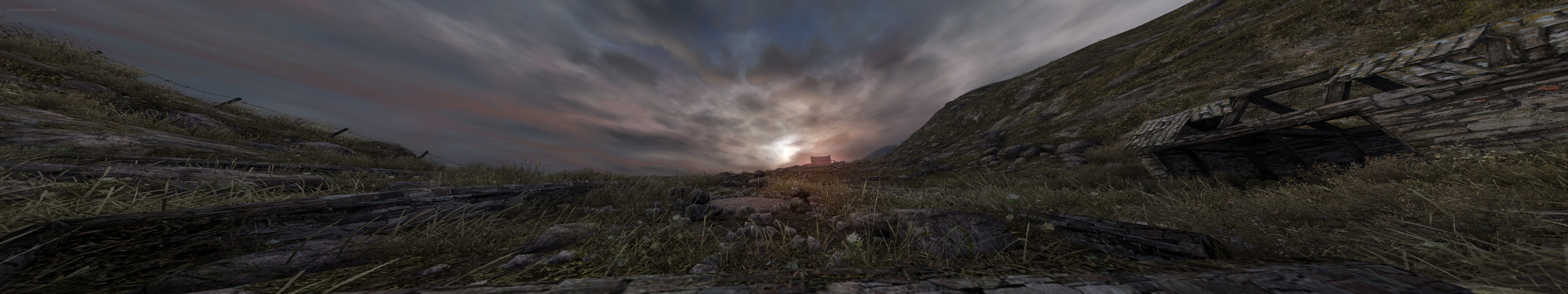 Desolate landscape at dusk