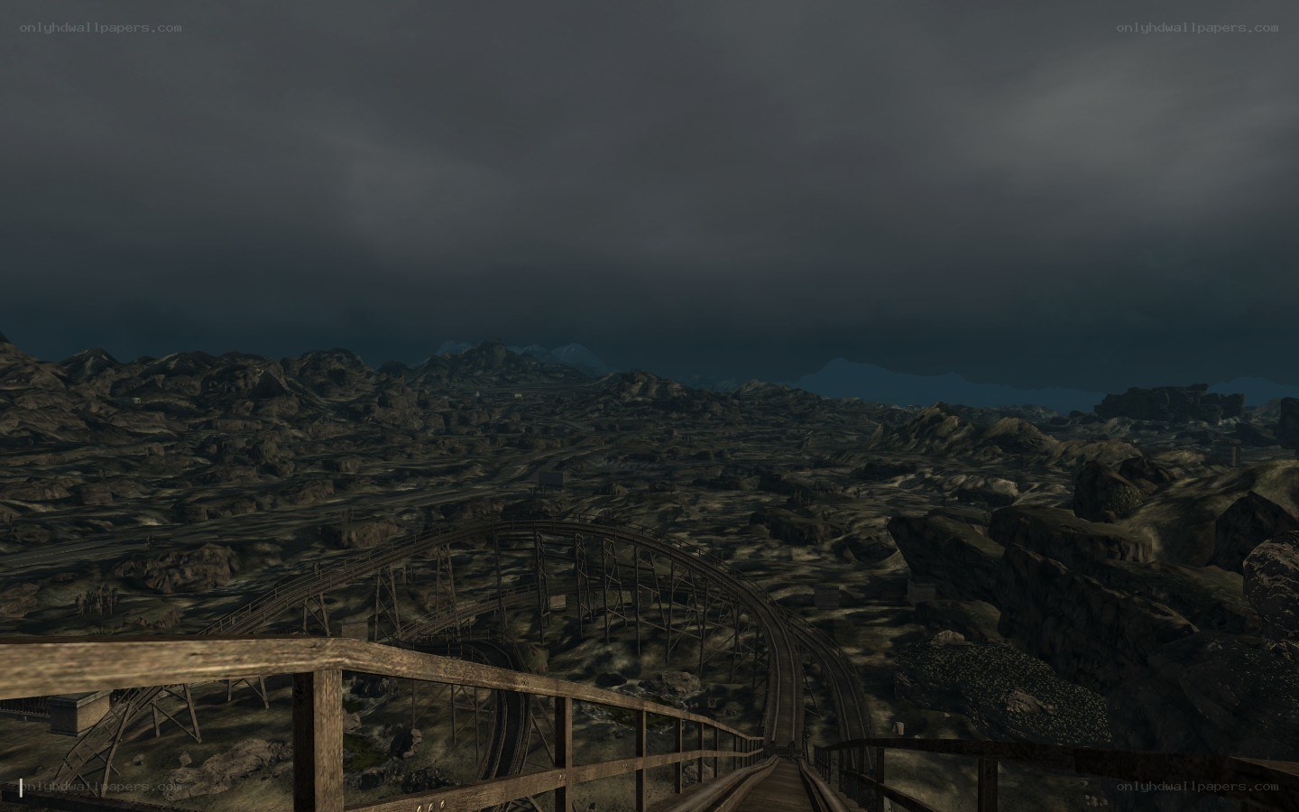 desolate roller coaster landscape