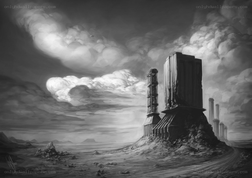 Desolate Ruins Under Stormy Skies