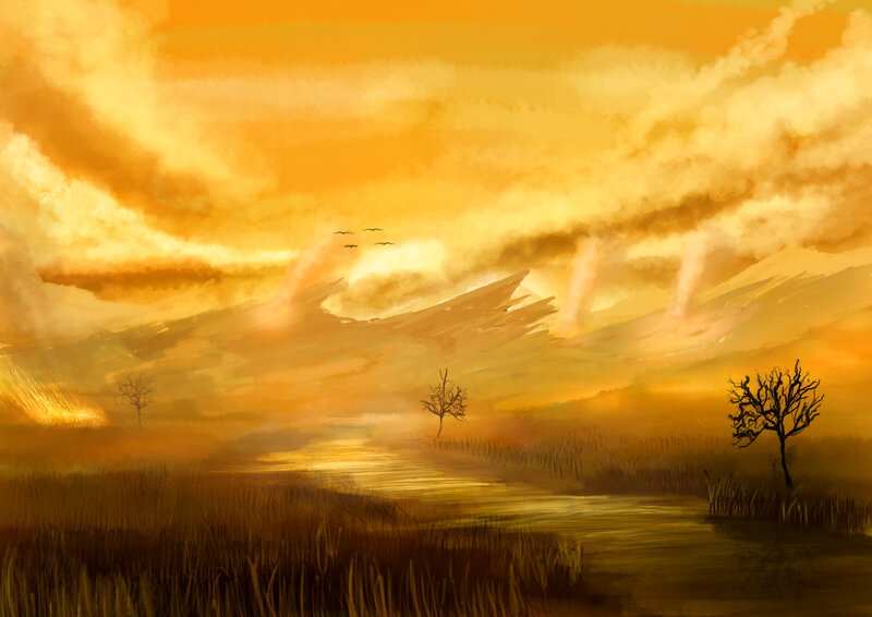 Desolate Swamp at Sunset — Orange