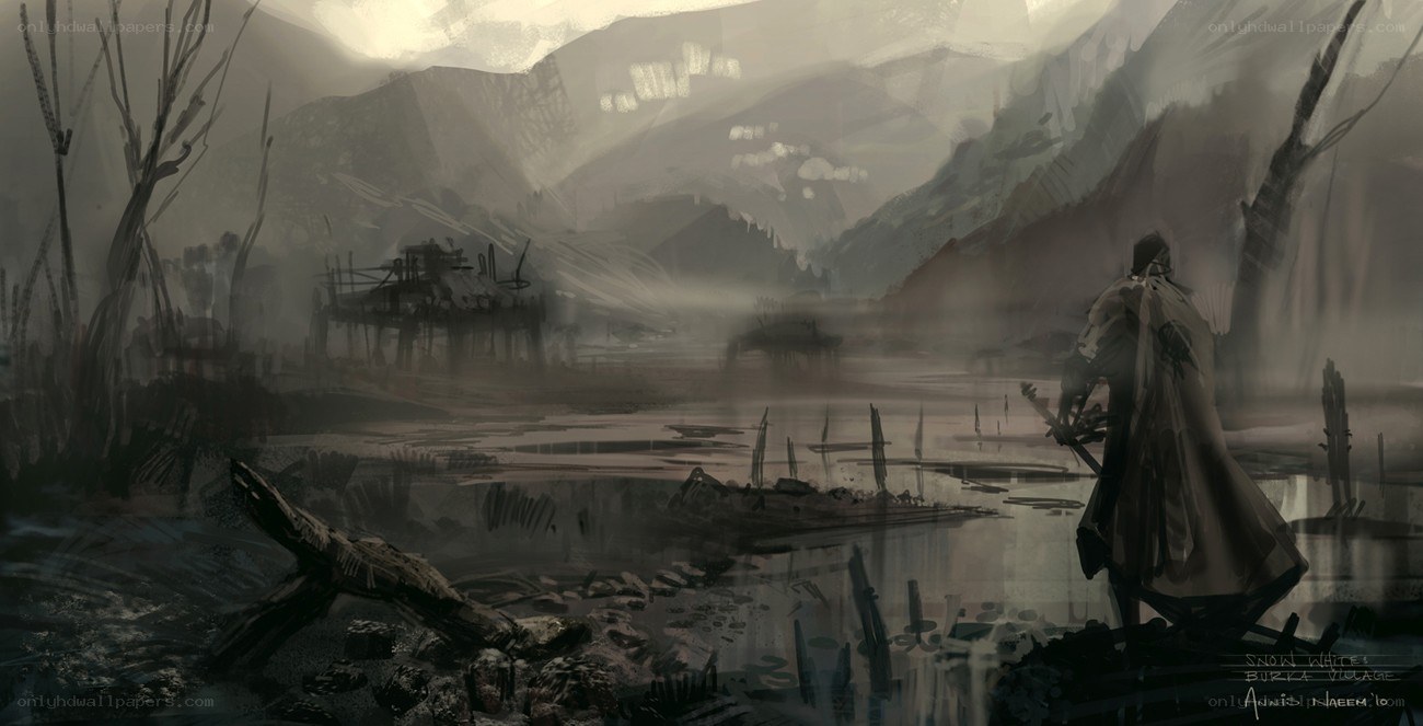 Desolate village by the lake