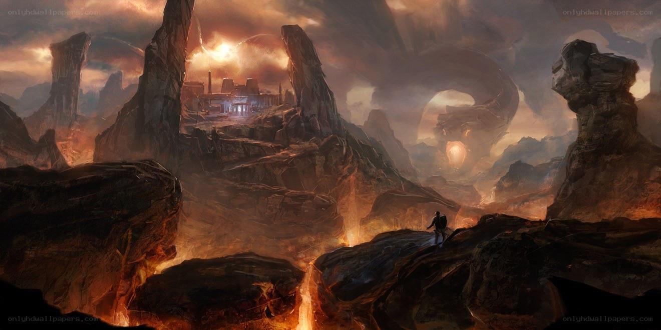 Desolate volcanic landscape