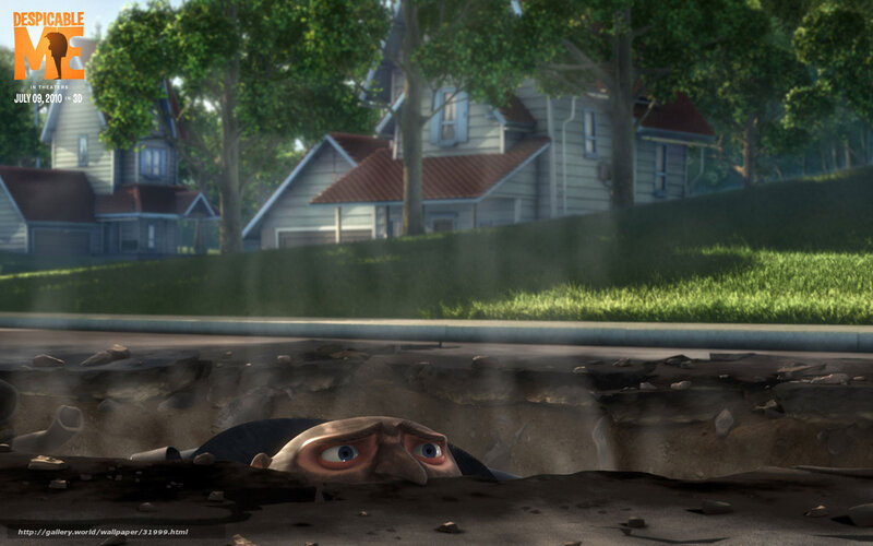 Despicable Me character in a hole