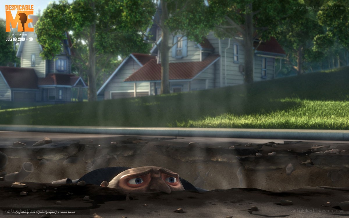 Despicable Me character in a hole