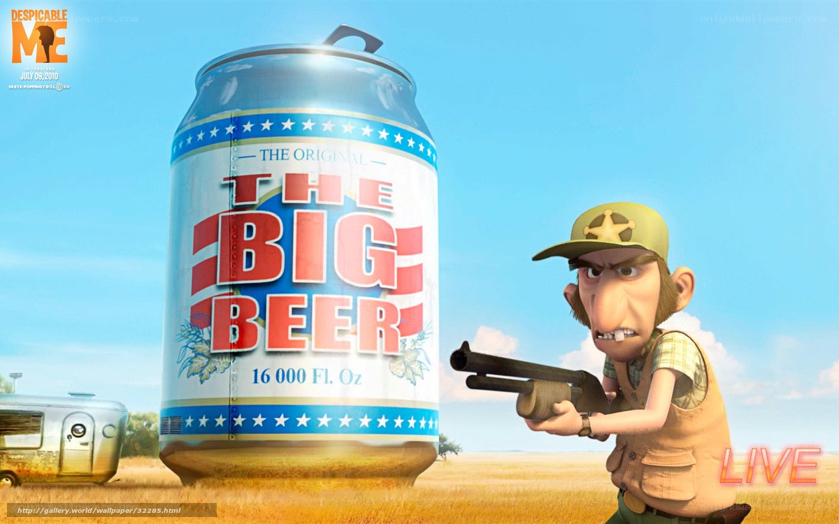 Despicable Me character with giant beer