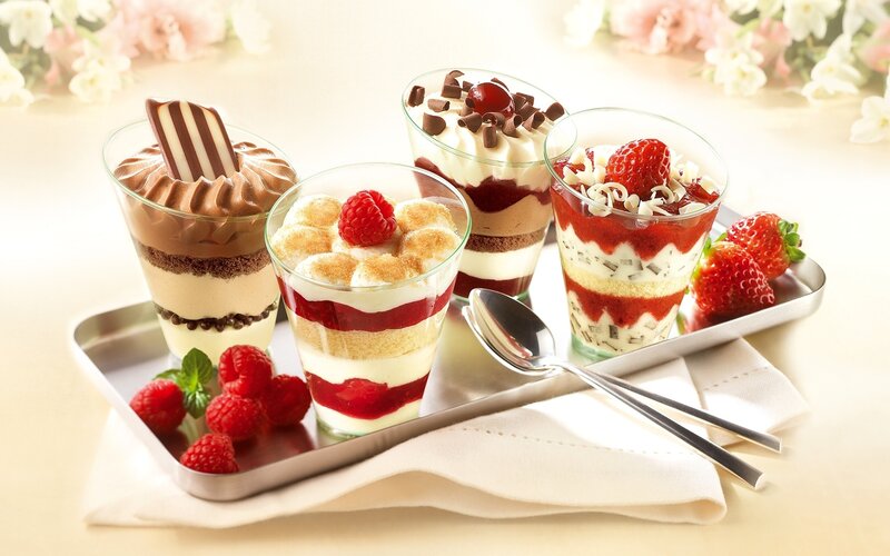 Dessert Parfaits on Tray