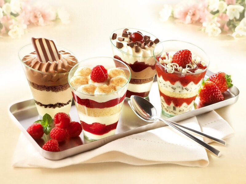 Dessert Parfaits on Tray — White, Delicate