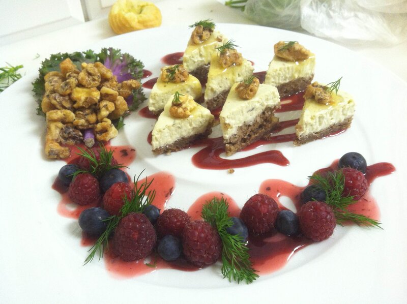 dessert plate with berries and nuts