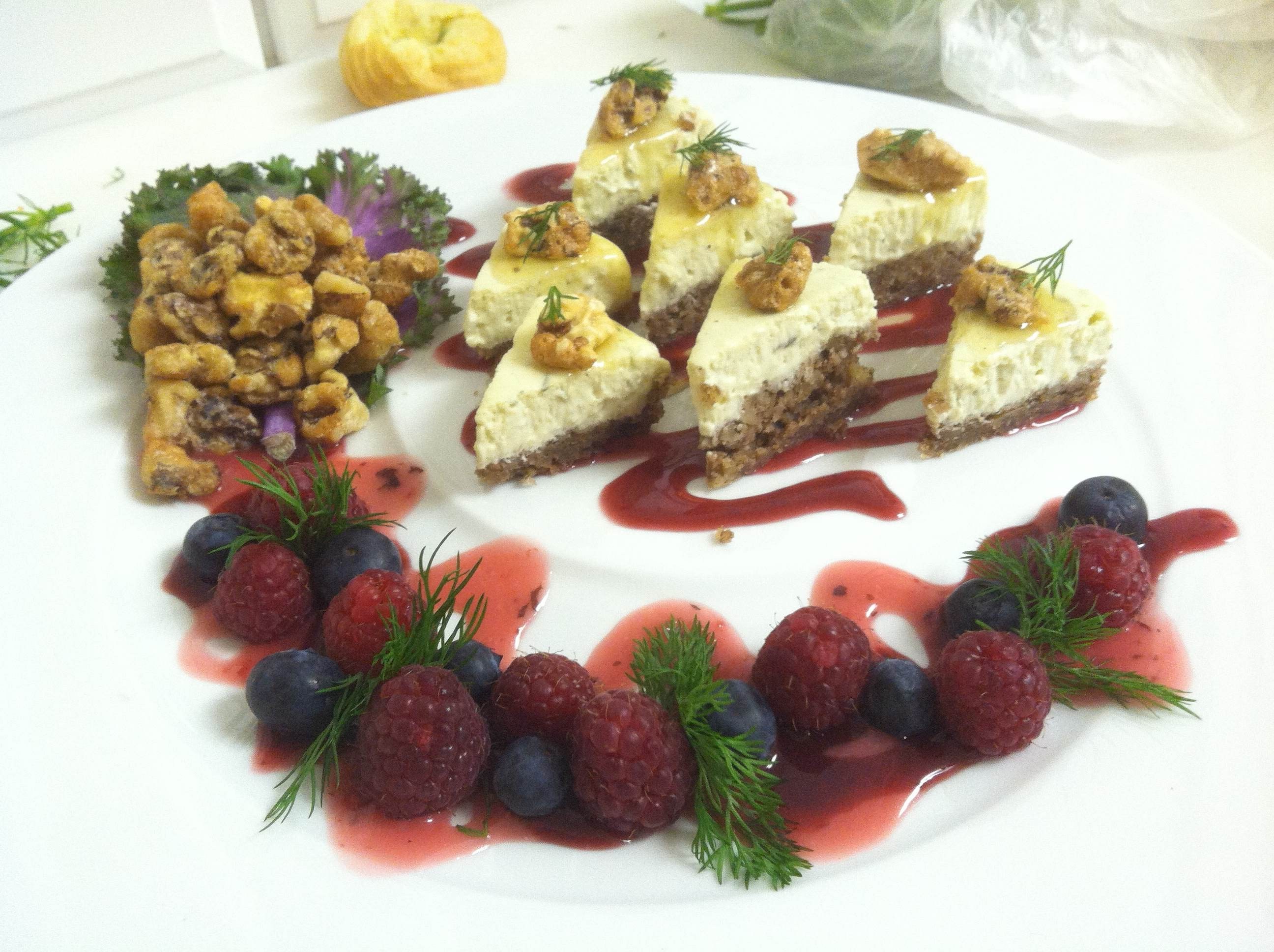 dessert plate with berries and nuts
