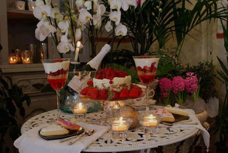 Dessert Table with Flowers — White