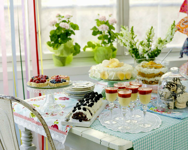Dessert Table with Pastries — White, Festive