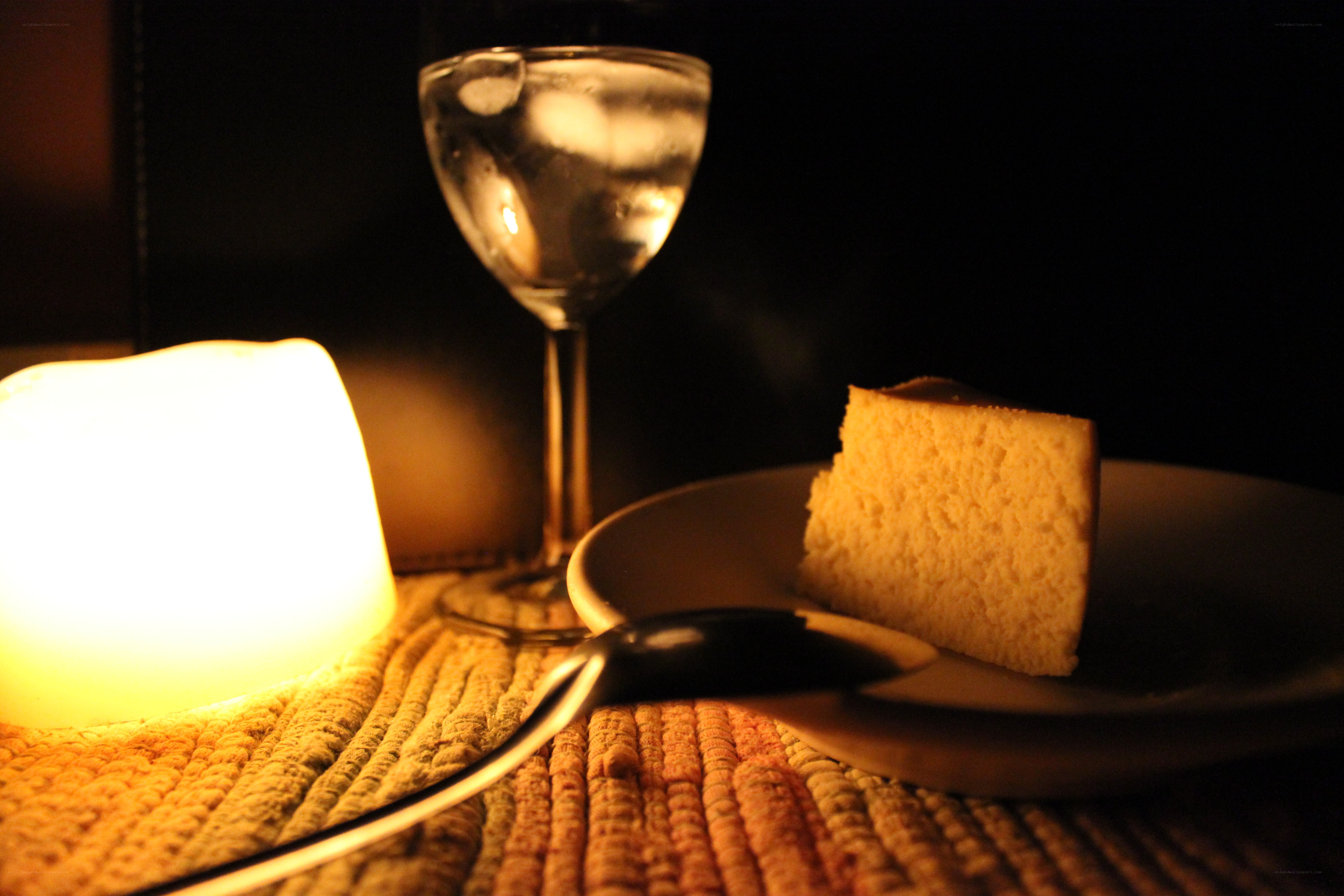 dessert with candlelight