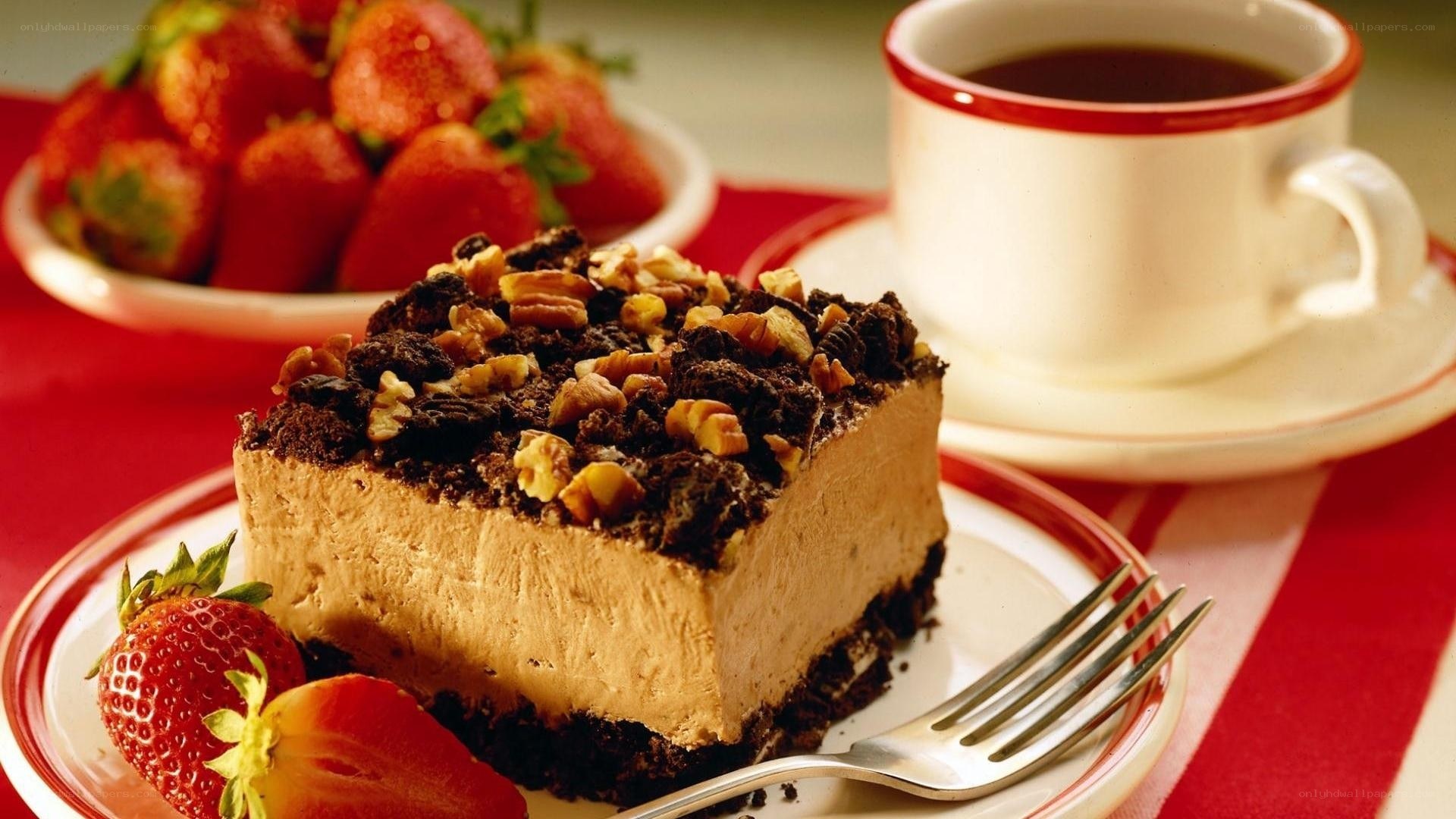 dessert with coffee and strawberries