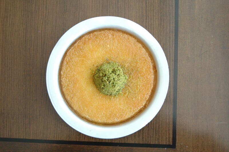 dessert with pistachio topping