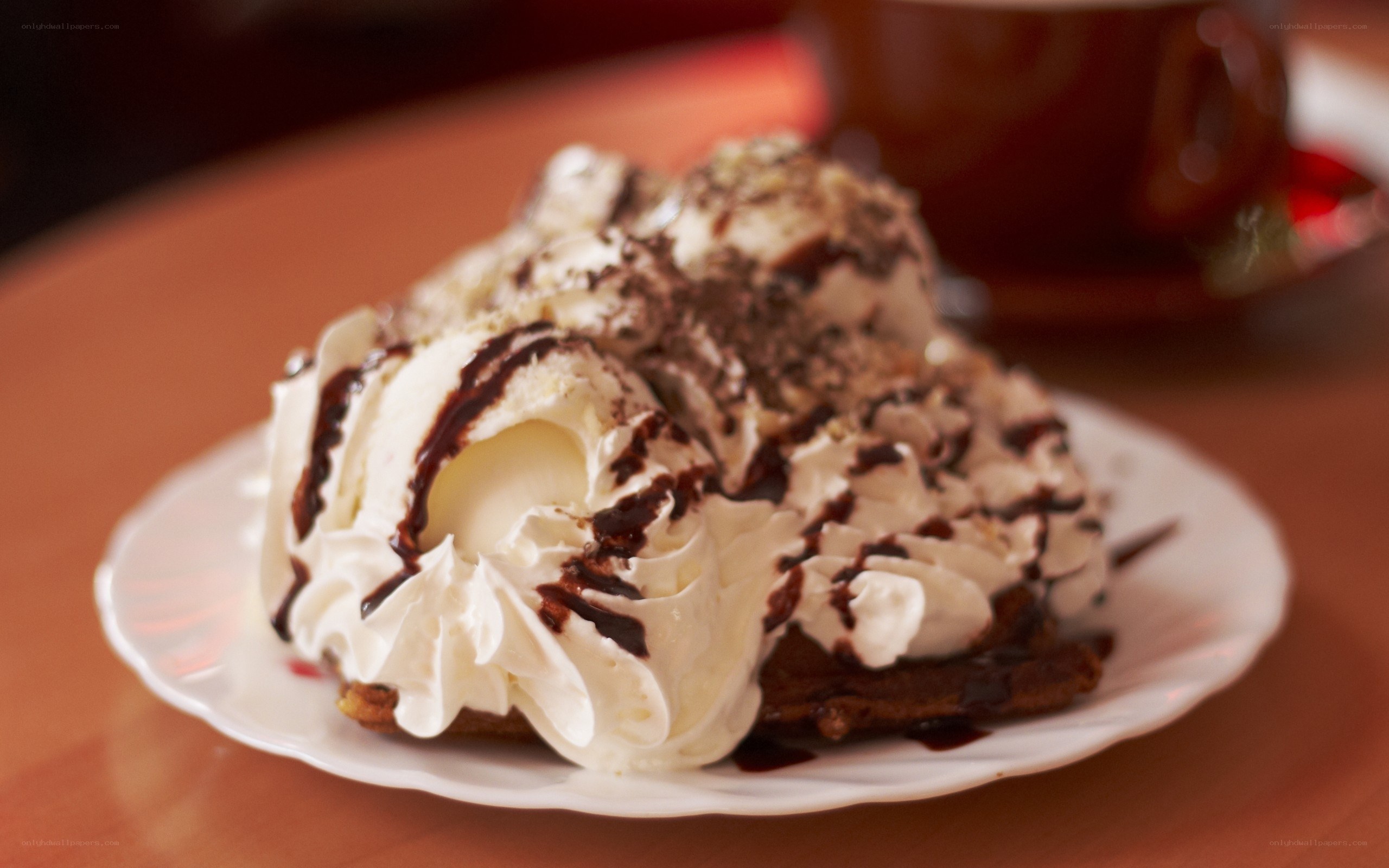 dessert with whipped cream
