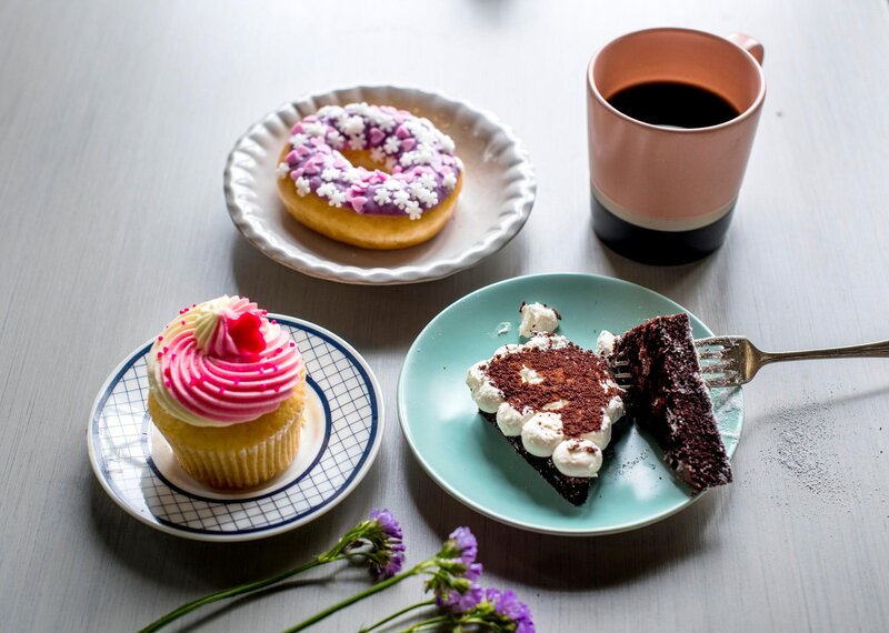 Desserts on a Table — White, Calm