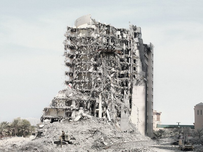 Destroyed building after explosion