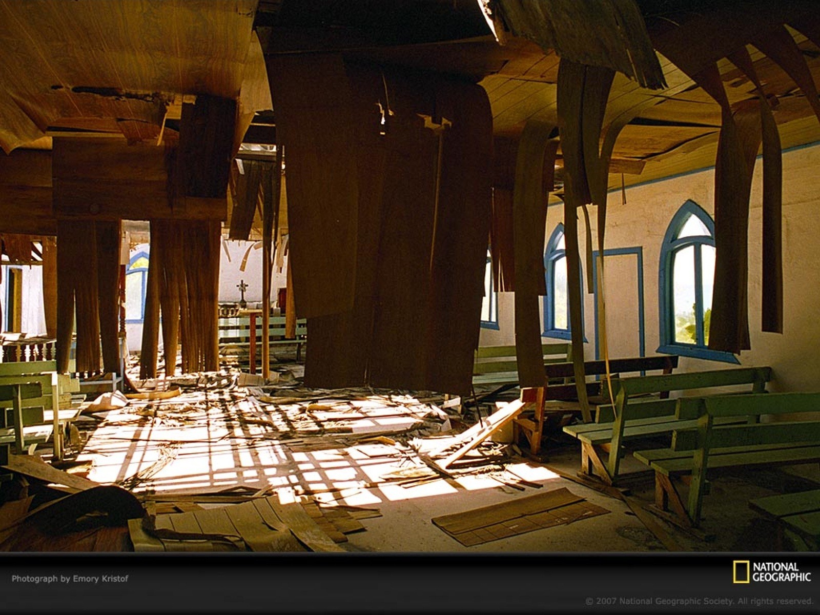 Destroyed church interior