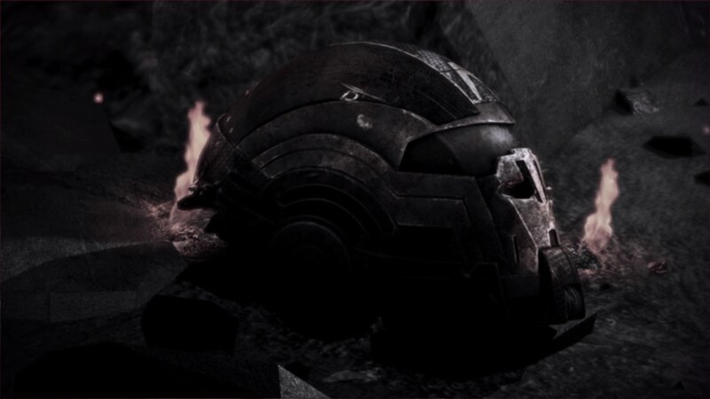 destroyed helmet in rubble