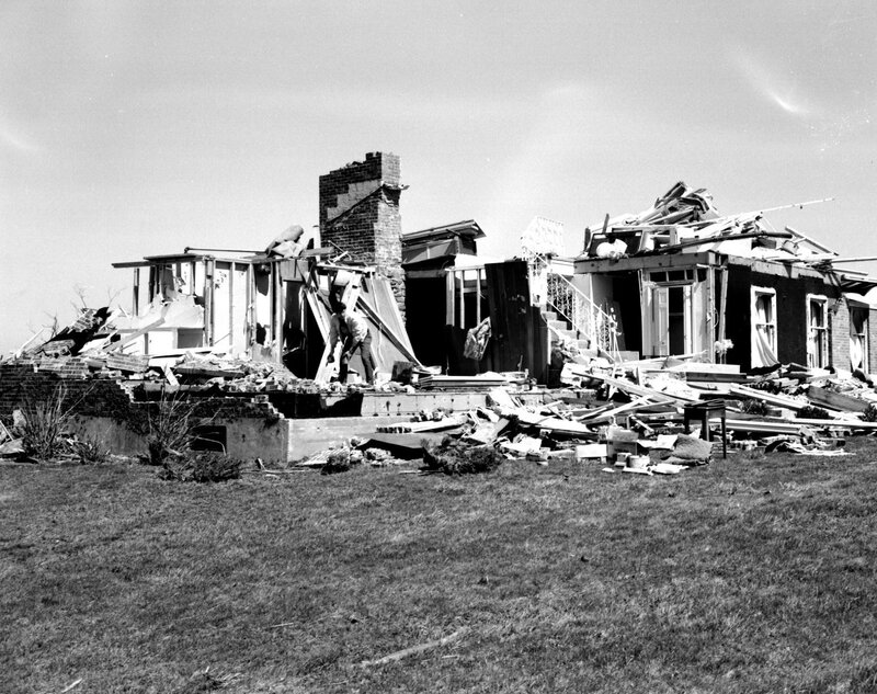 Destroyed house after disaster