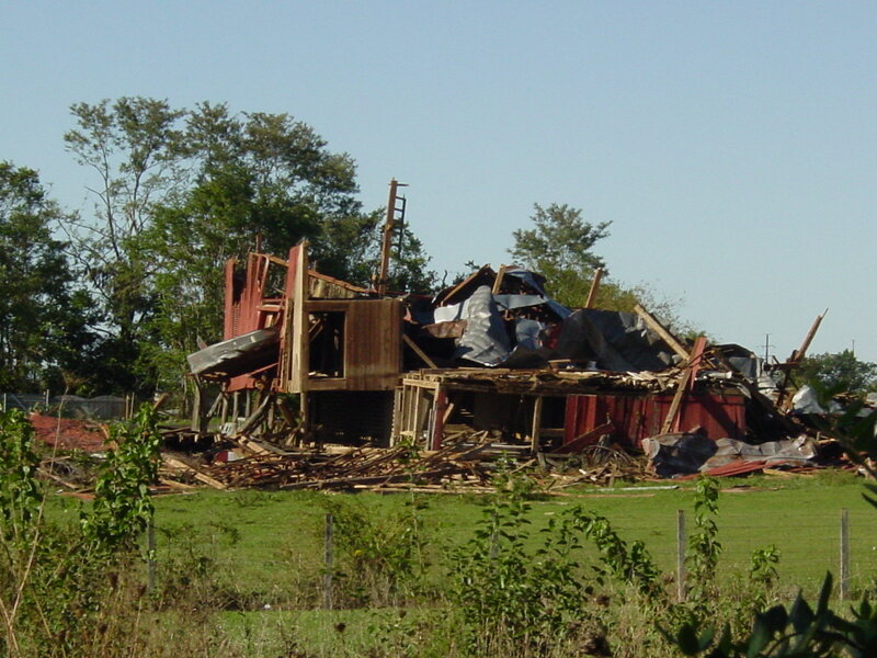 Destroyed house in rural area