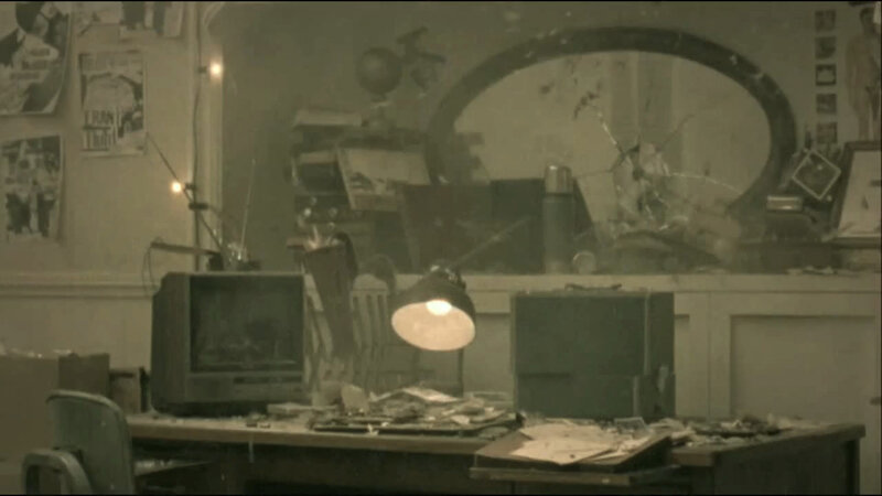 destroyed office interior
