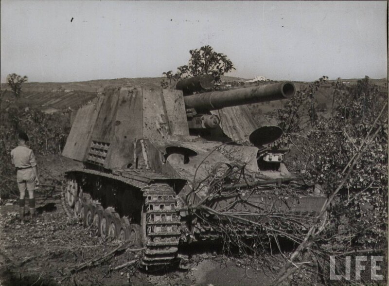 Destroyed tank in field