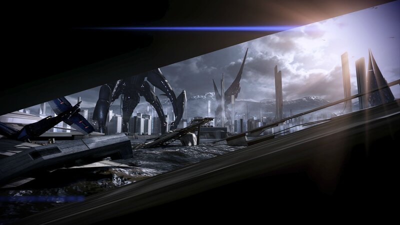 Destruction in a futuristic city