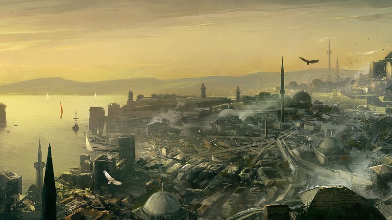 Destruction of a coastal city
