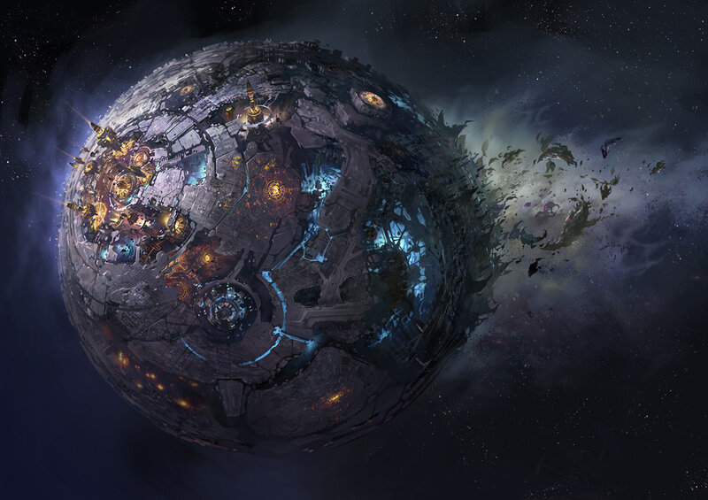 Destruction of a futuristic planet