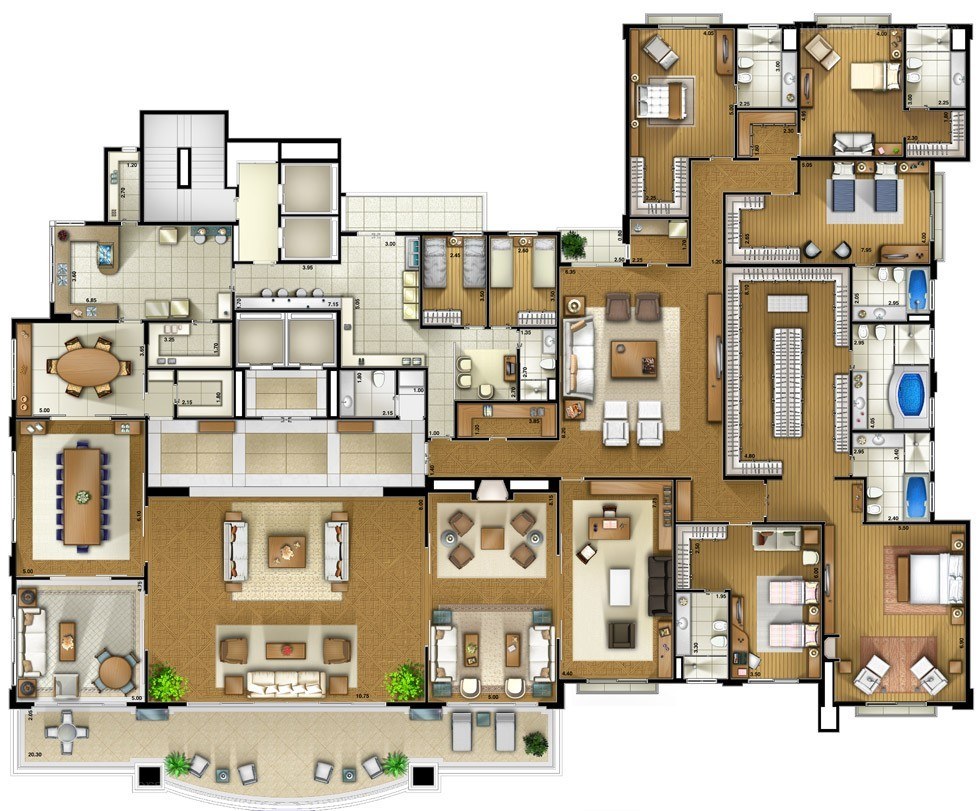 detailed apartment floor plan
