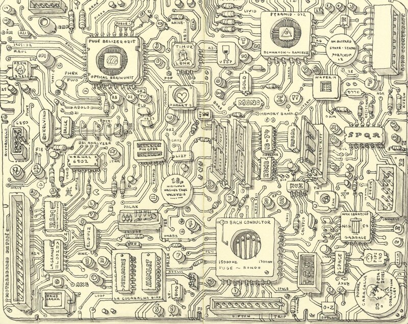 detailed circuit board illustration
