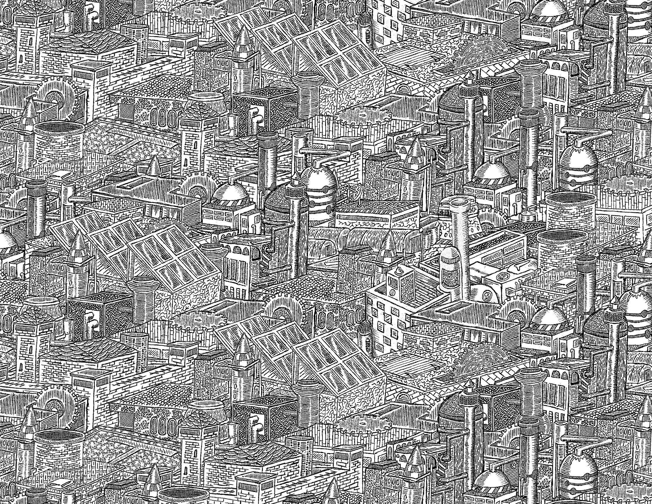 detailed cityscape illustration